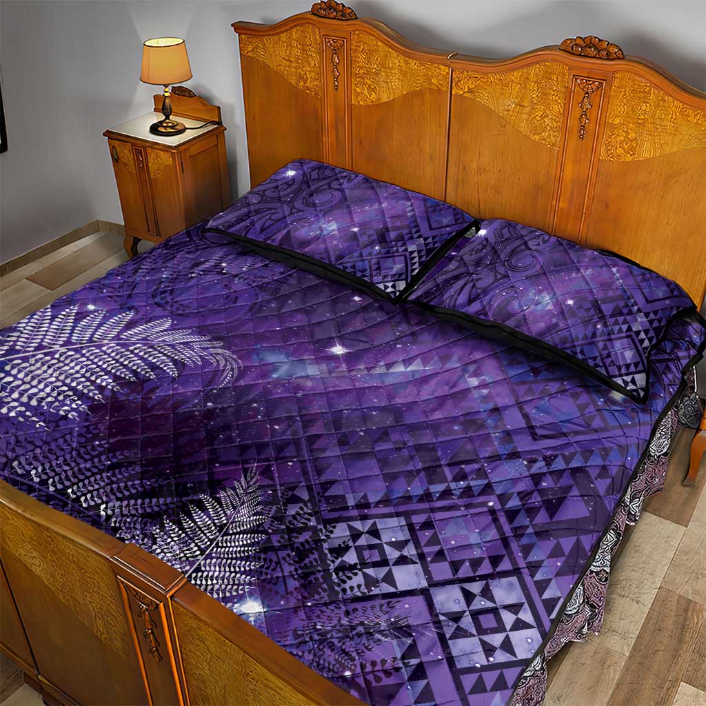 Aotearoa Taniko Matariki Quilt Bed Set Cosmic Violet