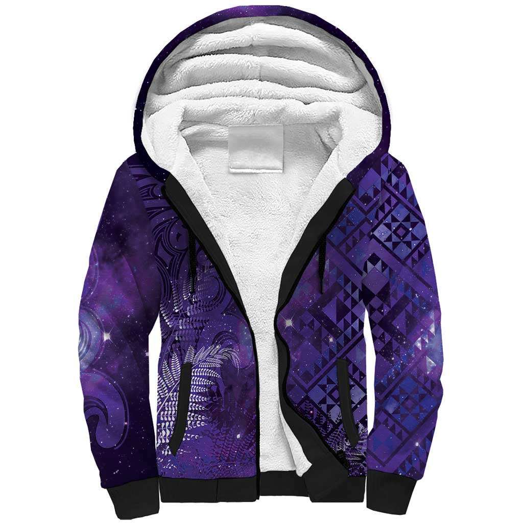 Aotearoa Taniko Matariki Sherpa Hoodie Cosmic Violet