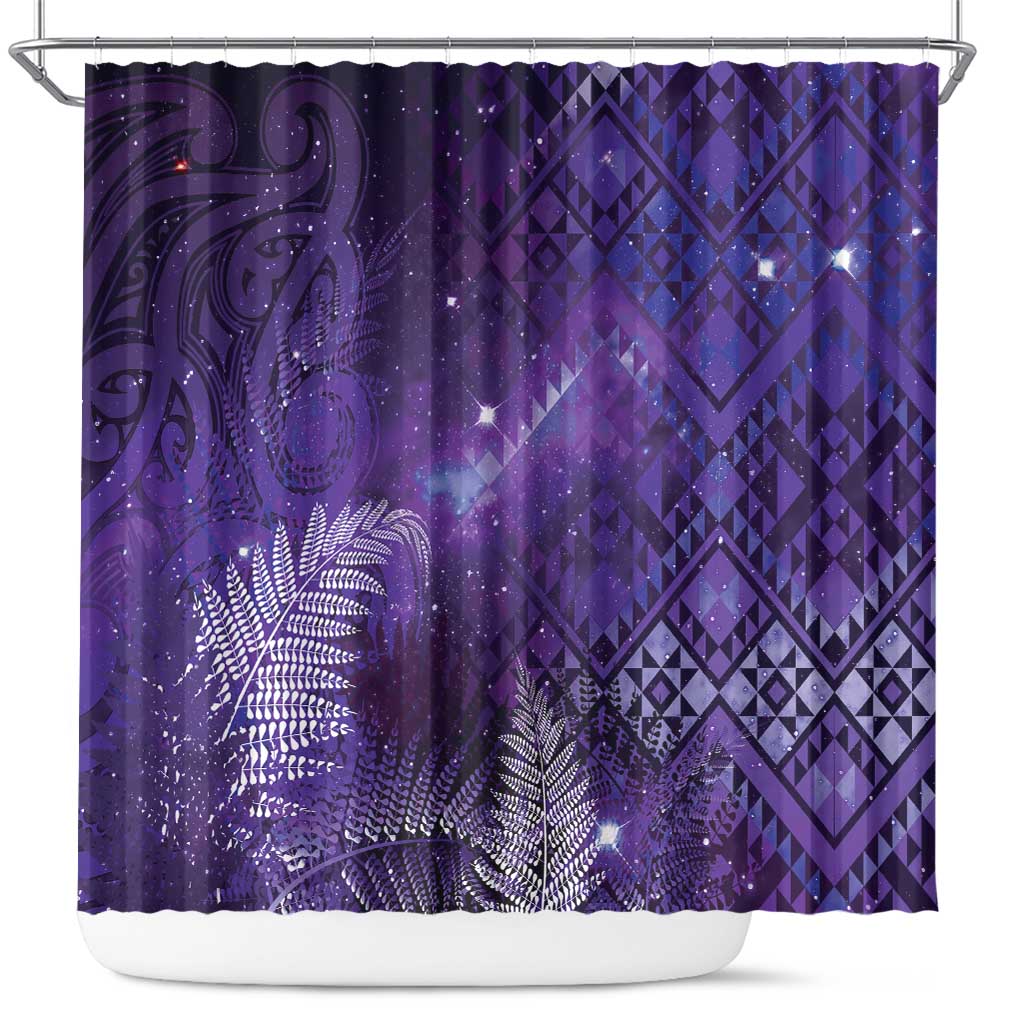 Aotearoa Taniko Matariki Shower Curtain Cosmic Violet