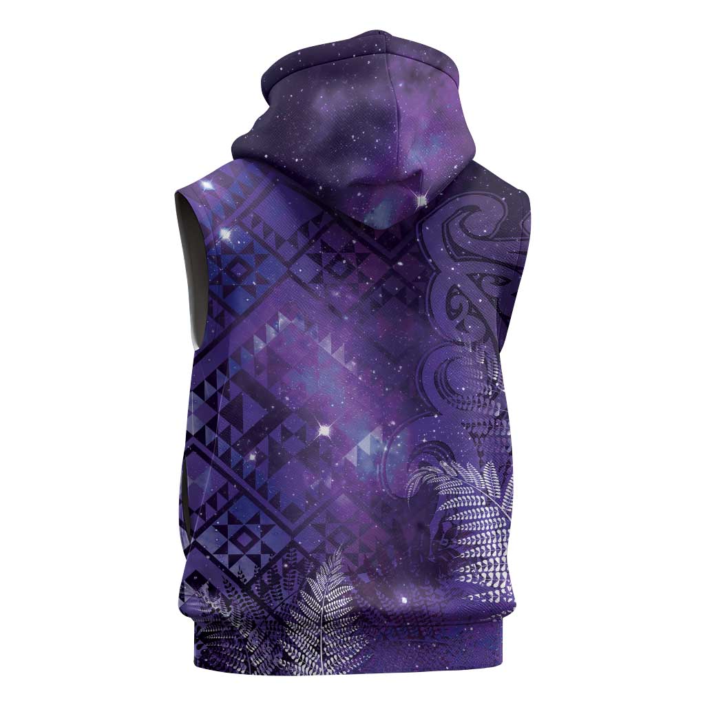 Aotearoa Taniko Matariki Sleeveless Hoodie Cosmic Violet
