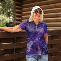 Aotearoa Taniko Matariki Women Polo Shirt Cosmic Violet