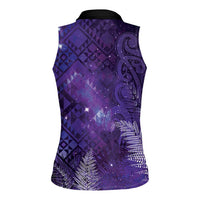Aotearoa Taniko Matariki Women Sleeveless Polo Shirt Cosmic Violet