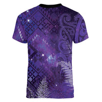 Aotearoa Taniko Matariki Women V-Neck T-Shirt Cosmic Violet