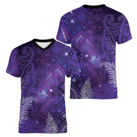 Aotearoa Taniko Matariki Women V-Neck T-Shirt Cosmic Violet