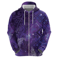 Aotearoa Taniko Matariki Zip Hoodie Cosmic Violet