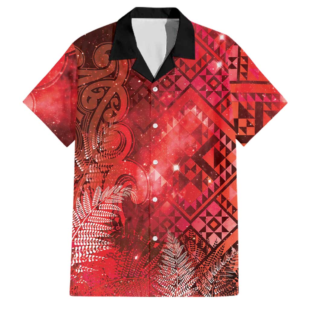 Aotearoa Taniko Matariki Family Matching Puletasi and Hawaiian Shirt Cosmic Red
