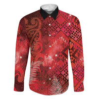 Aotearoa Taniko Matariki Family Matching Short Sleeve Bodycon Dress and Hawaiian Shirt Cosmic Red