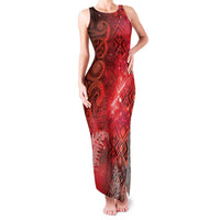 Aotearoa Taniko Matariki Family Matching Tank Maxi Dress and Hawaiian Shirt Cosmic Red