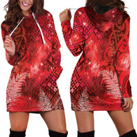 Aotearoa Taniko Matariki Hoodie Dress Cosmic Red