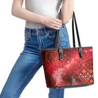 Aotearoa Taniko Matariki Leather Tote Bag Cosmic Red