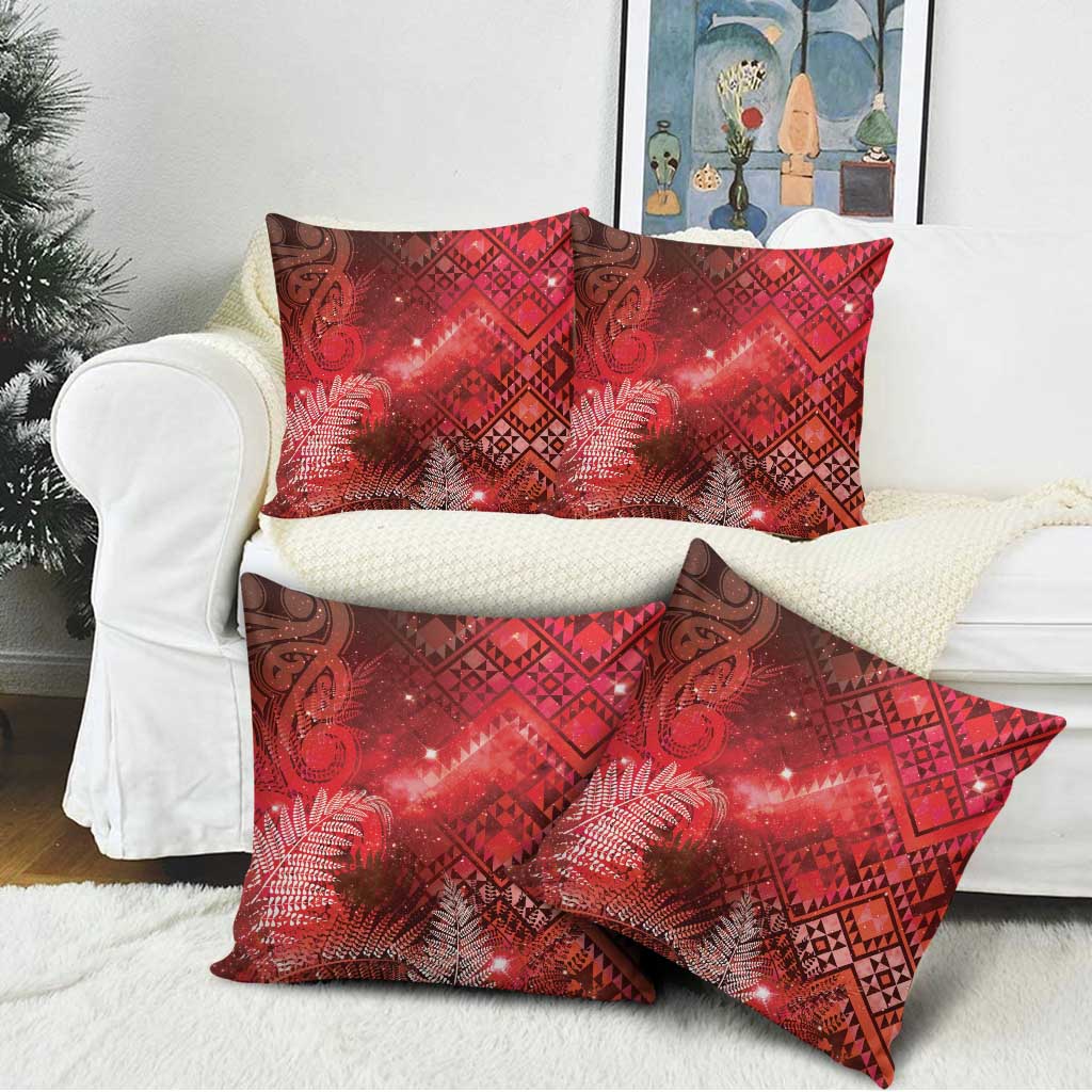 Aotearoa Taniko Matariki Pillow Cover Cosmic Red