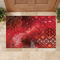 Aotearoa Taniko Matariki Rubber Doormat Cosmic Red
