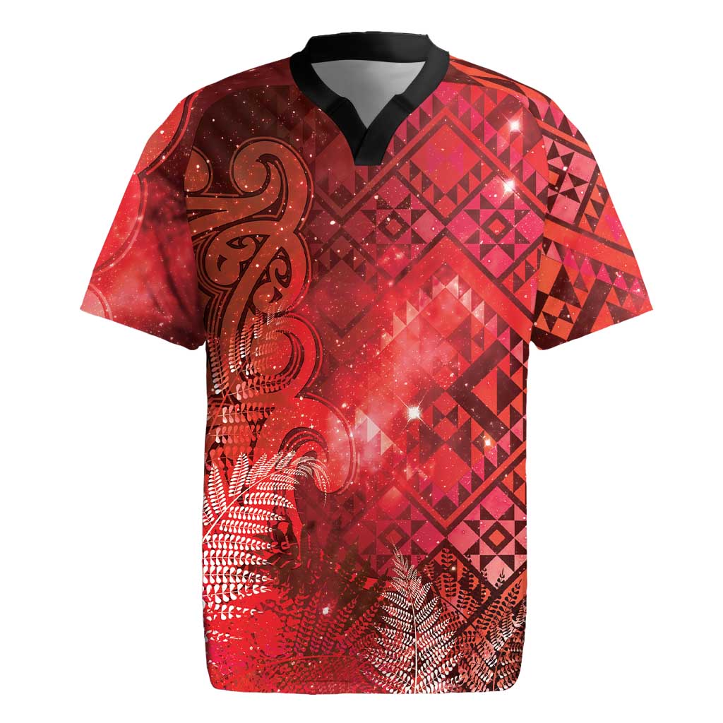 Aotearoa Taniko Matariki Rugby Jersey Cosmic Red