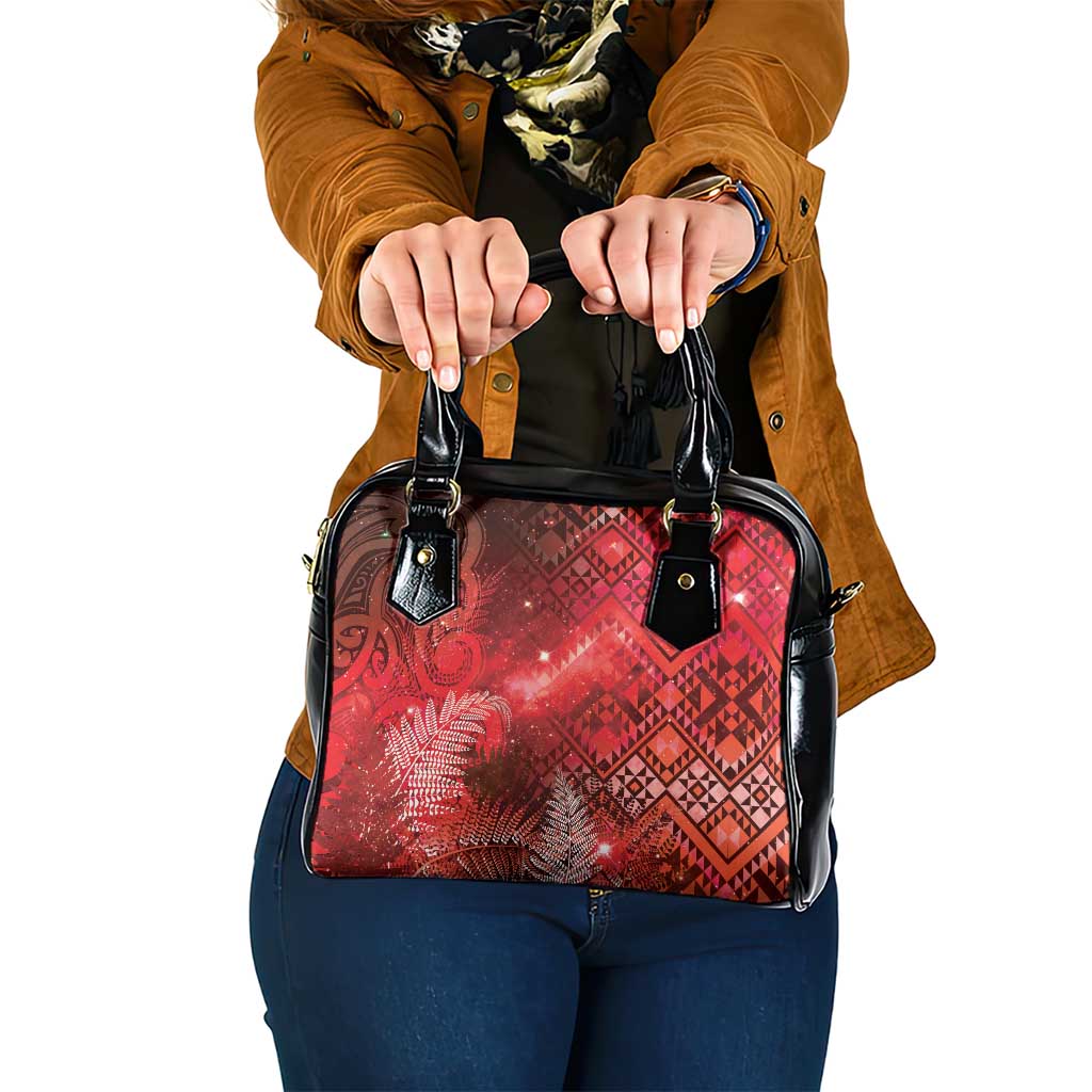 Aotearoa Taniko Matariki Shoulder Handbag Cosmic Red