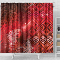 Aotearoa Taniko Matariki Shower Curtain Cosmic Red