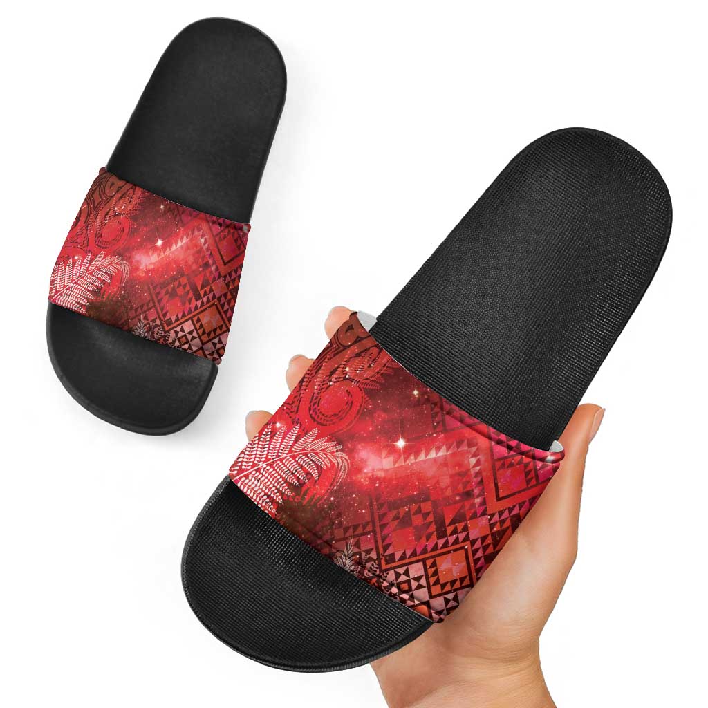 Aotearoa Taniko Matariki Slide Sandals Cosmic Red
