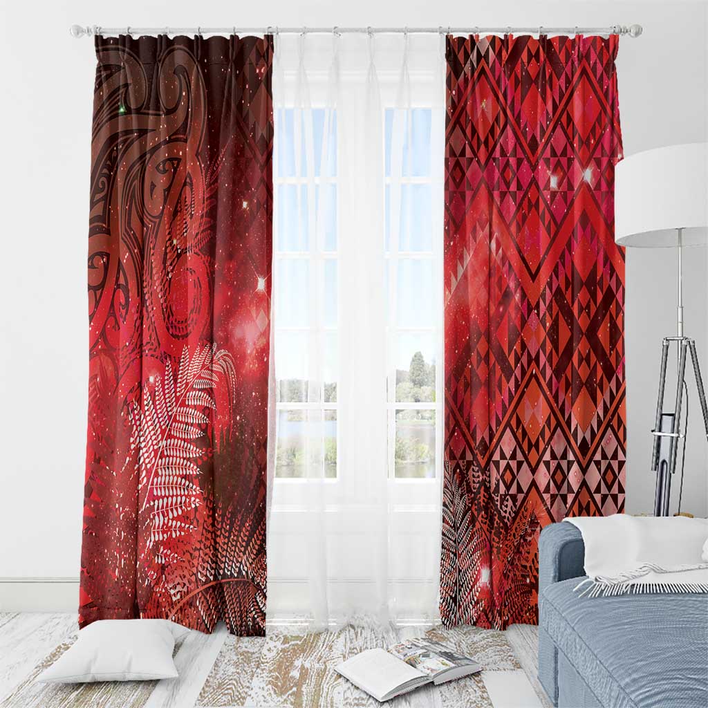 Aotearoa Taniko Matariki Window Curtain Cosmic Red