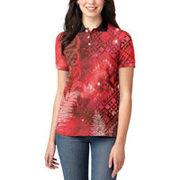 Aotearoa Taniko Matariki Women Polo Shirt Cosmic Red