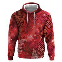 Aotearoa Taniko Matariki Zip Hoodie Cosmic Red