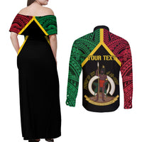 Vanuatu 44th Independence Anniversary Couples Matching Off Shoulder Maxi Dress and Long Sleeve Button Shirt LT7 - Polynesian Pride