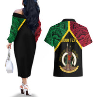 Vanuatu 44th Independence Anniversary Couples Matching Off The Shoulder Long Sleeve Dress and Hawaiian Shirt LT7 - Polynesian Pride