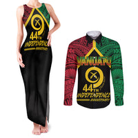 Vanuatu 44th Independence Anniversary Couples Matching Tank Maxi Dress and Long Sleeve Button Shirt LT7 Colorful - Polynesian Pride