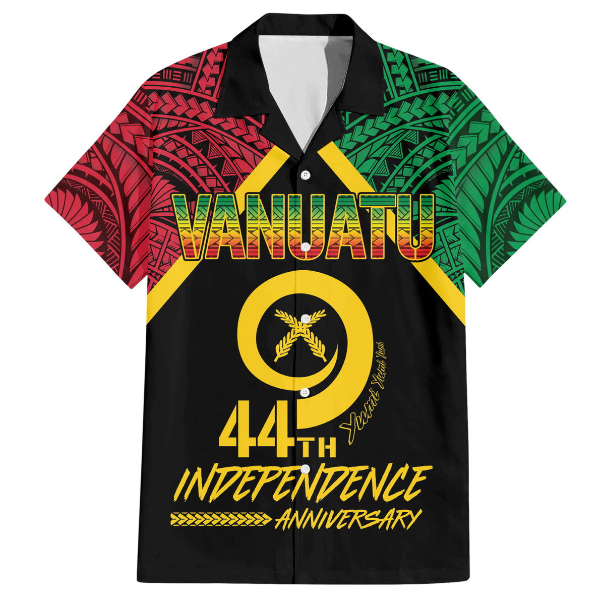 Vanuatu 44th Independence Anniversary Family Matching Short Sleeve Bodycon Dress and Hawaiian Shirt