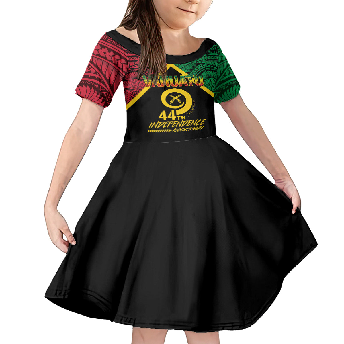 Vanuatu 44th Independence Anniversary Kid Short Sleeve Dress
