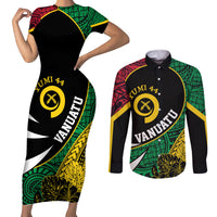 Vanuatu Independence Day Yumi 44 Couples Matching Short Sleeve Bodycon Dress and Long Sleeve Button Shirt LT7 Colorful - Polynesian Pride