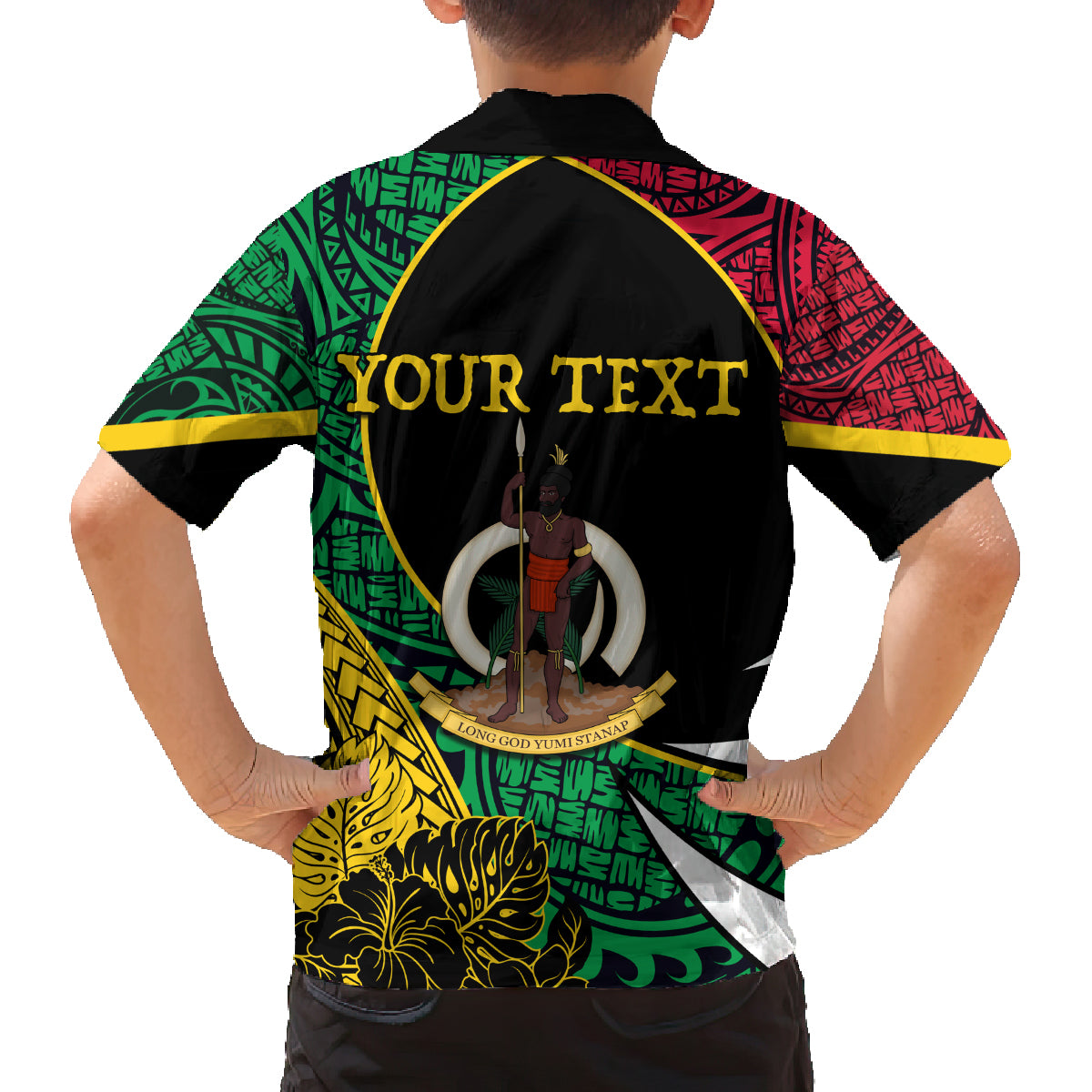 Vanuatu Independence Day Yumi 44 Family Matching Off The Shoulder Long Sleeve Dress and Hawaiian Shirt