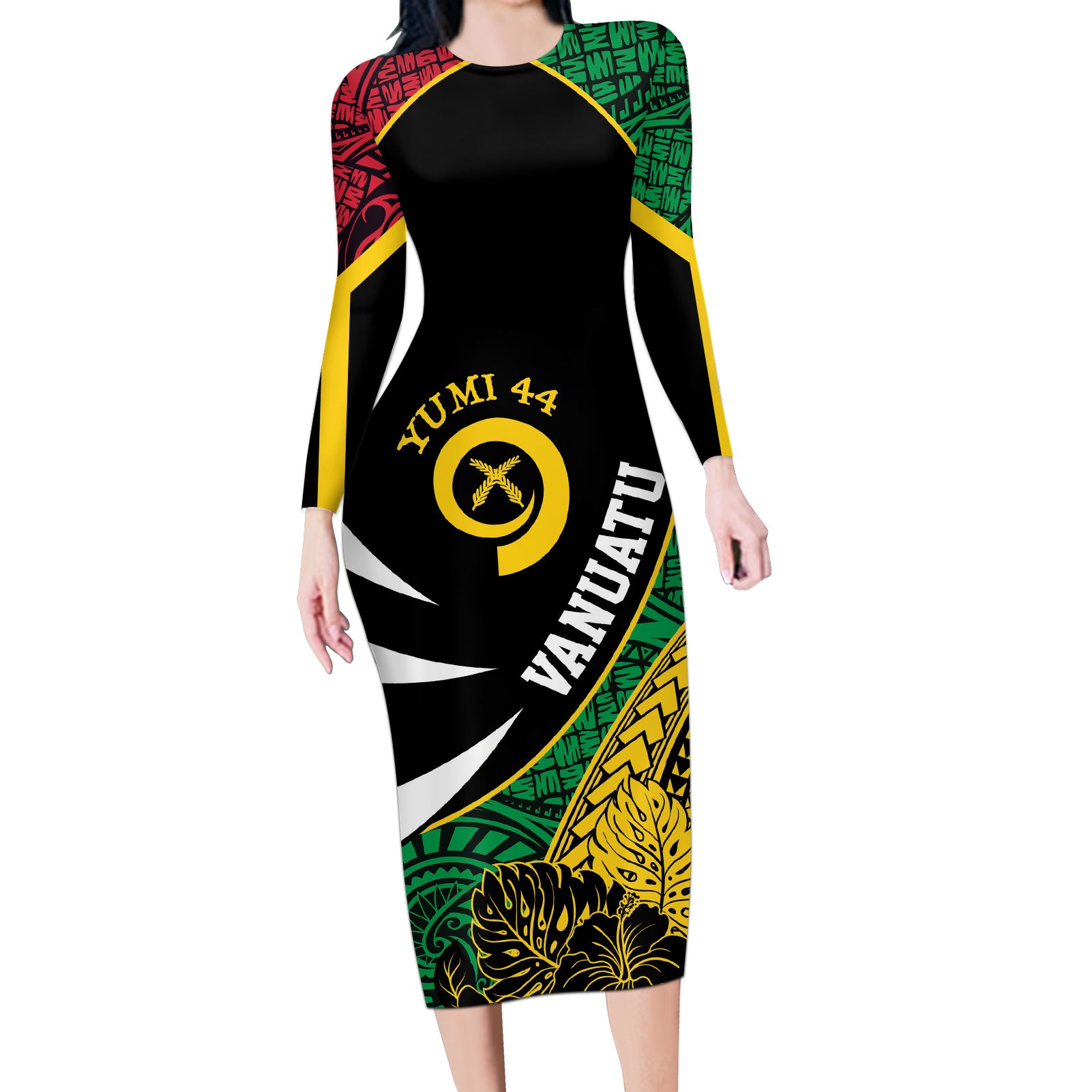 Vanuatu Independence Day Yumi 44 Long Sleeve Bodycon Dress