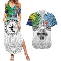 Malampa Fiji Day Couples Matching Summer Maxi Dress and Hawaiian Shirt Gradient Style