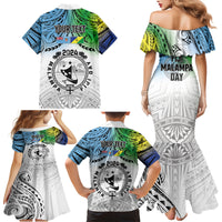 Malampa Fiji Day Family Matching Mermaid Dress and Hawaiian Shirt Gradient Style