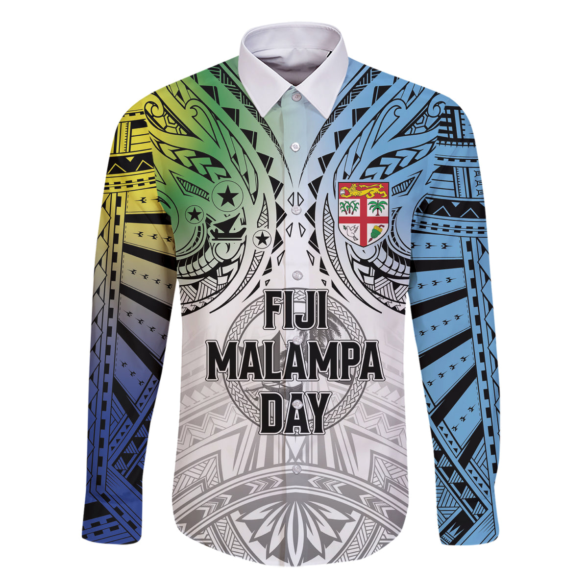 Malampa Fiji Day Family Matching Short Sleeve Bodycon Dress and Hawaiian Shirt Gradient Style