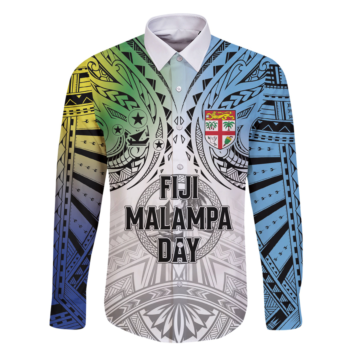 Malampa Fiji Day Family Matching Summer Maxi Dress and Hawaiian Shirt Gradient Style