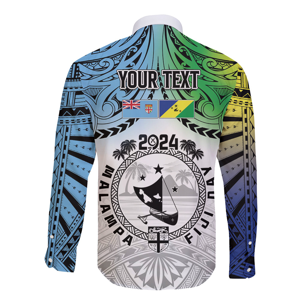 Malampa Fiji Day Long Sleeve Button Shirt Gradient Style