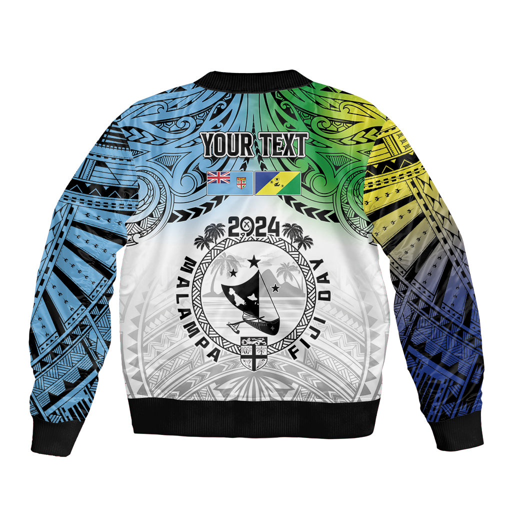 Malampa Fiji Day Sleeve Zip Bomber Jacket Gradient Style