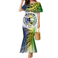 Malampa Day Family Matching Mermaid Dress and Hawaiian Shirt Emblem Gradient Style