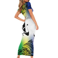Malampa Day Family Matching Short Sleeve Bodycon Dress and Hawaiian Shirt Emblem Gradient Style
