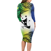 Malampa Day Long Sleeve Bodycon Dress Emblem Gradient Style