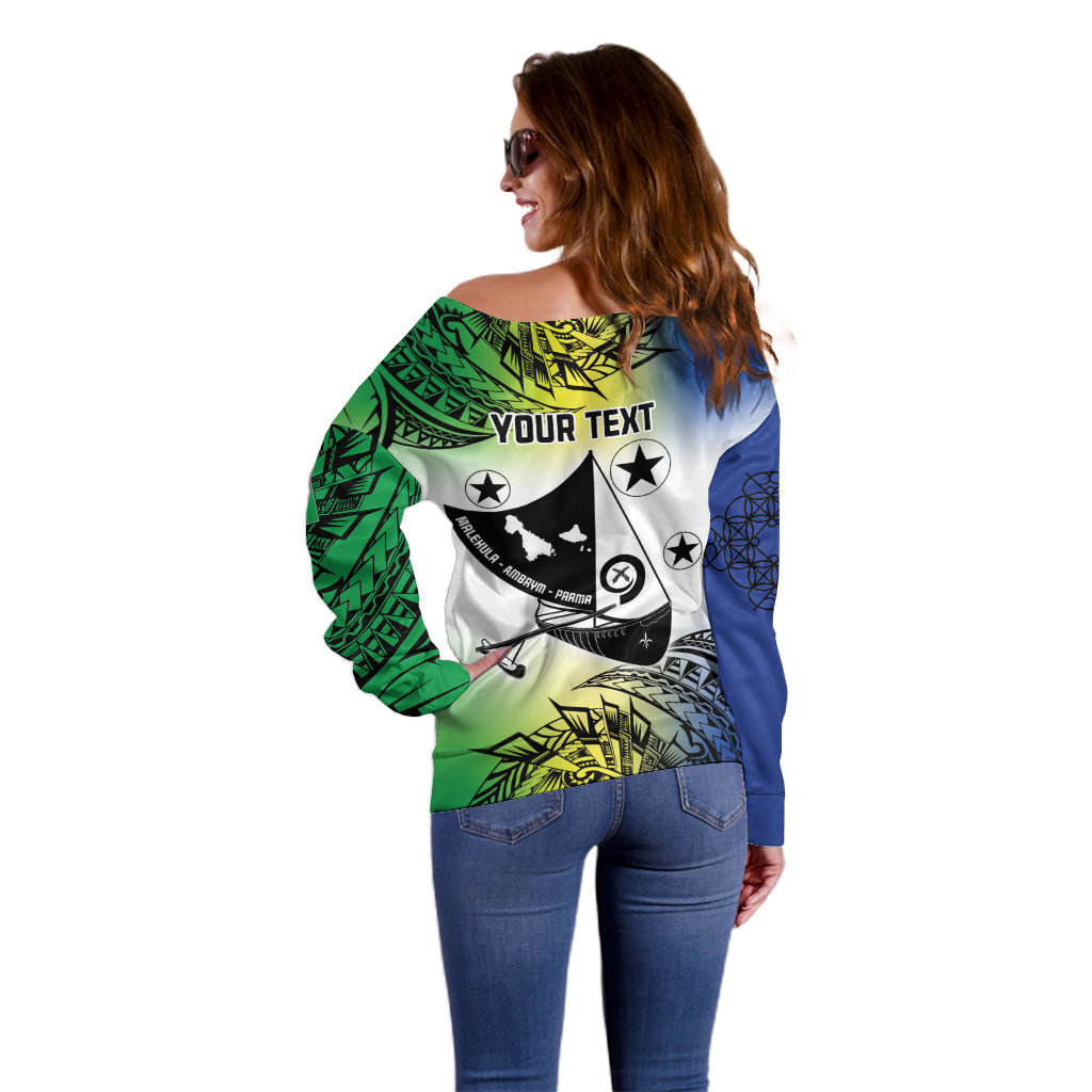 Malampa Day Off Shoulder Sweater Emblem Gradient Style