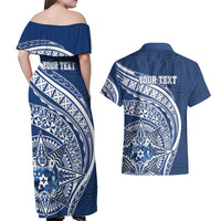 Tonga Queen Salote College Personalized Couples Matching Off Shoulder Maxi Dress and Hawaiian Shirt Ngatu Tokelaufeletoa Motifs