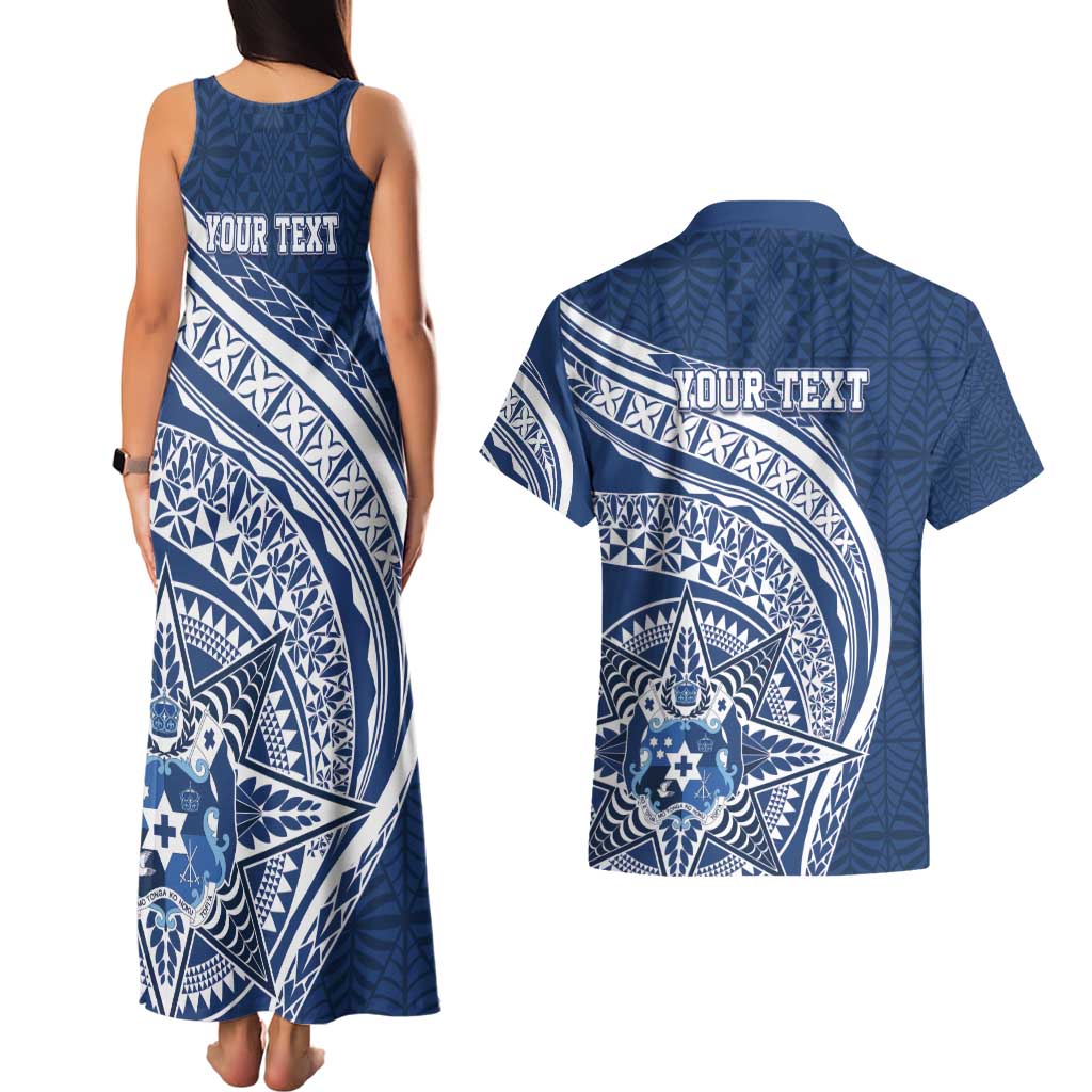Tonga Queen Salote College Personalized Couples Matching Tank Maxi Dress and Hawaiian Shirt Ngatu Tokelaufeletoa Motifs