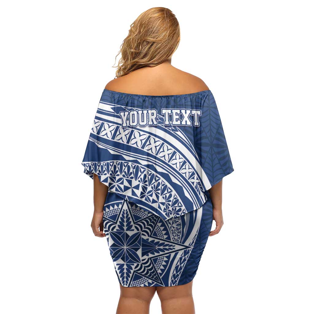 Tonga Queen Salote College Personalized Family Matching Off Shoulder Short Dress and Hawaiian Shirt Ngatu Tokelaufeletoa Motifs