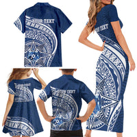 Tonga Queen Salote College Personalized Family Matching Short Sleeve Bodycon Dress and Hawaiian Shirt Ngatu Tokelaufeletoa Motifs