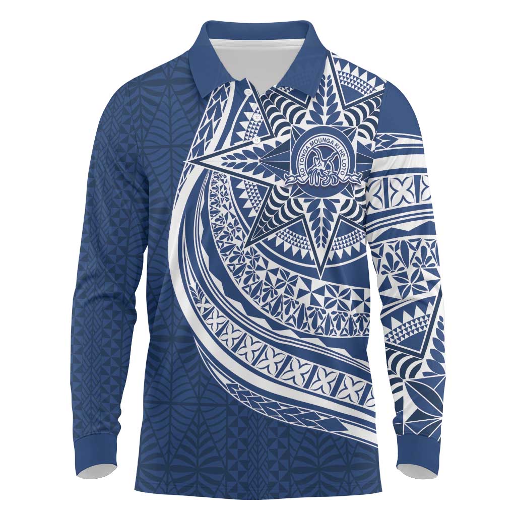 Tonga Queen Salote College Personalized Long Sleeve Polo Shirt Ngatu Tokelaufeletoa Motifs