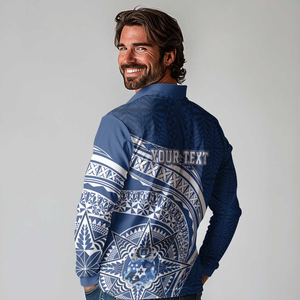 Tonga Queen Salote College Personalized Long Sleeve Polo Shirt Ngatu Tokelaufeletoa Motifs