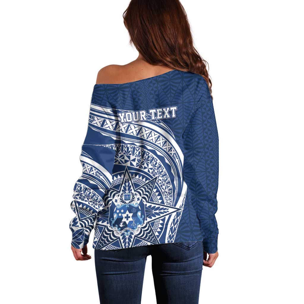 Tonga Queen Salote College Personalized Off Shoulder Sweater Ngatu Tokelaufeletoa Motifs