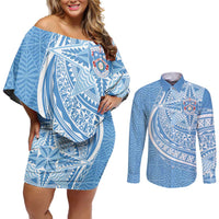 Tonga Apifo'ou Kolisi Personalized Couples Matching Off Shoulder Short Dress and Long Sleeve Button Shirt Ngatu Tokelaufeletoa Motifs
