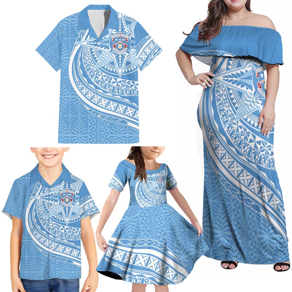 Tonga Apifo'ou Kolisi Personalized Family Matching Off Shoulder Maxi Dress and Hawaiian Shirt Ngatu Tokelaufeletoa Motifs